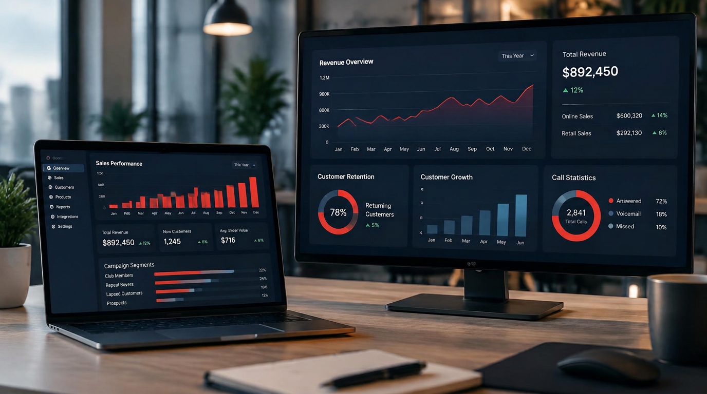 Customer retention and call statistics dashboard